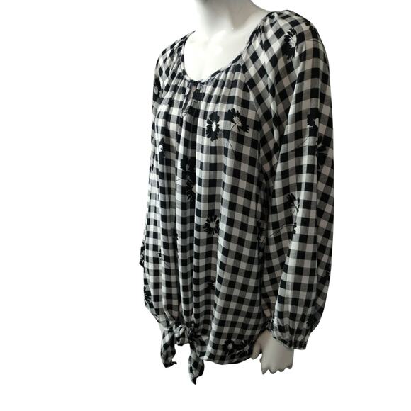 Allison Daley Womens Gingham Floral Front Tie Cottagecore Boho Peasant Top sz 3X - Picture 10 of 16